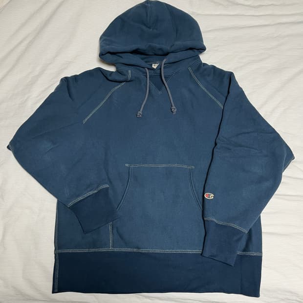 챔피온 X 카키스 클럽 후드 티셔츠 Tint Navy 라지사이즈