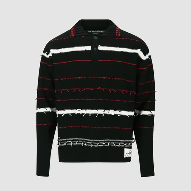 앤더슨벨 블랙 스트라이프 폴로 스웨터 XL