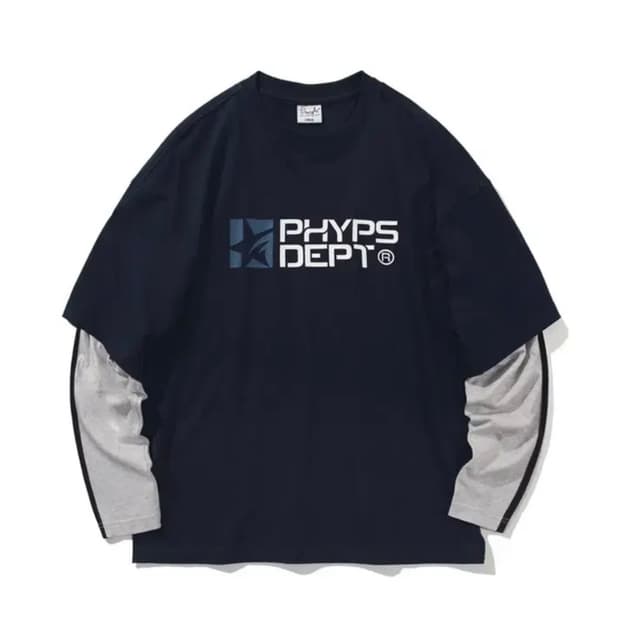 피지컬디파트먼트 긴소매티셔츠_네이비/남녀공용