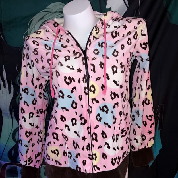 Pastel Leopard Print Zip Hoodie