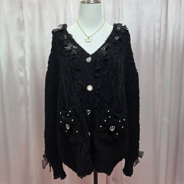 Liz lisa 리즈리사 블랙 롱니트 가디건 블랙 갸루