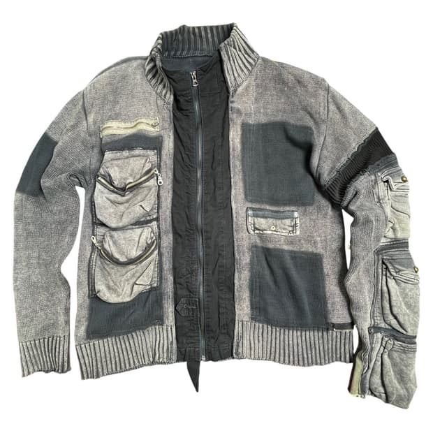 멀티 포켓 카고 니트 집업