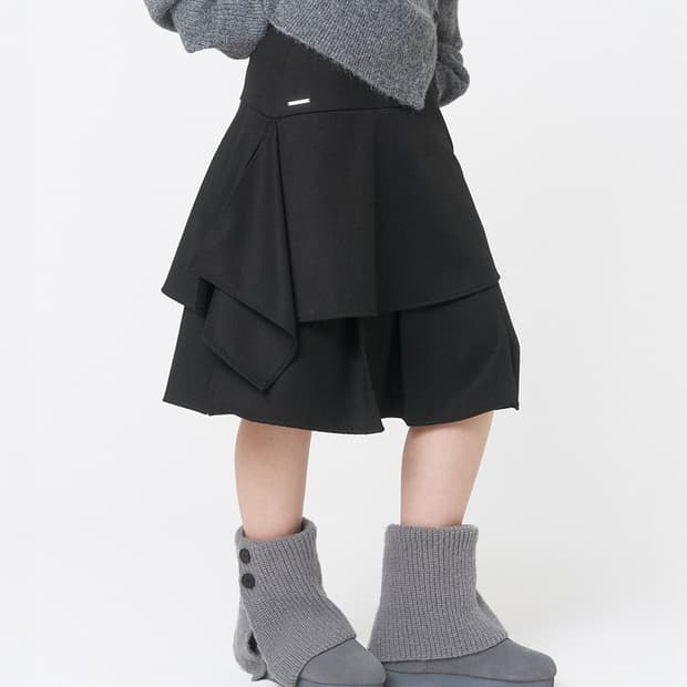 미세키서울 Sei layered midi Skirt black 미디스커트