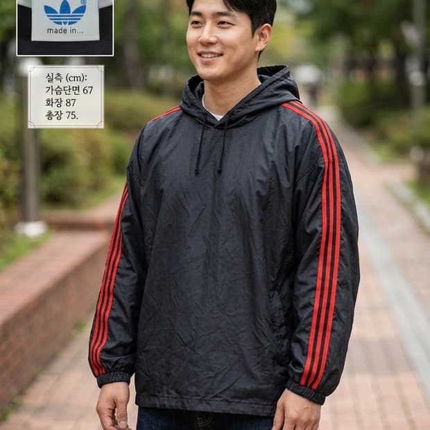 [희귀/O-XO] 아디다스 80-90s 데상트제 빈티지 빅로고 아노락