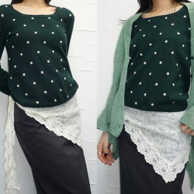 Little dot deep green knit