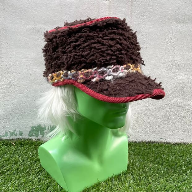 brown fur knit cap