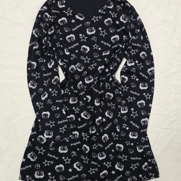 BETTYBOOP 베티붑 패턴 너드 일본빈티지 원피스