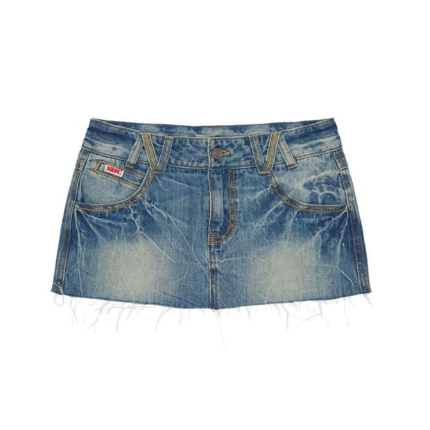 스컬프터 Vintage Micro Denim Skirt Blue