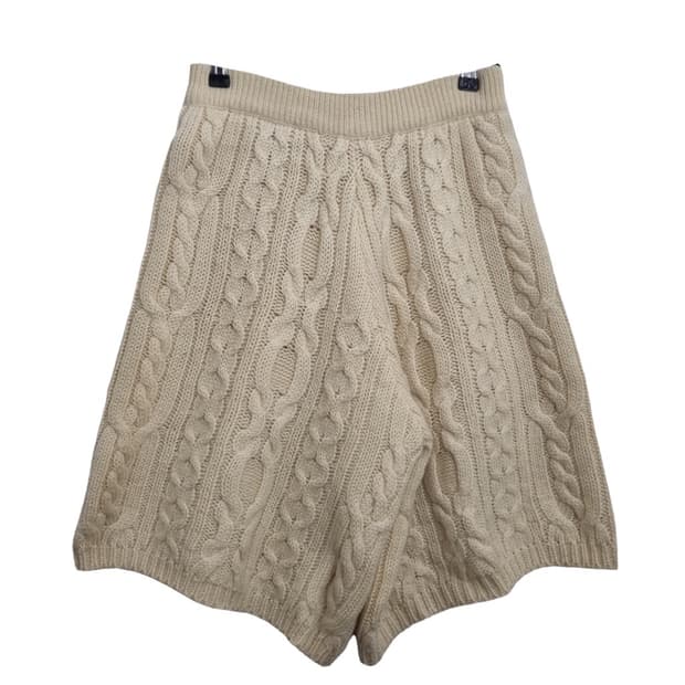 JPN 니트 크림 반바지 울 100% 