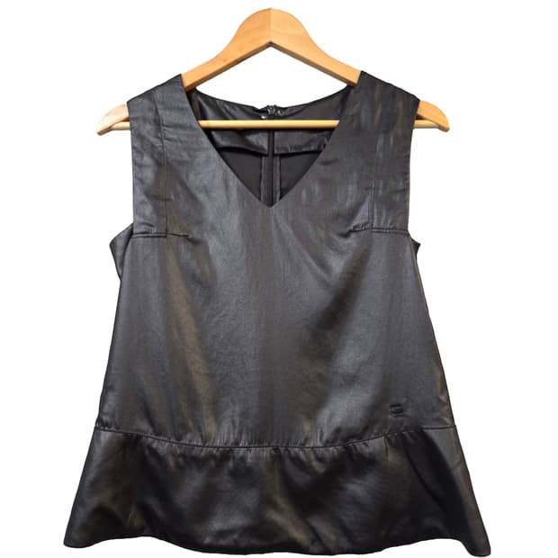 G-Star RAW 블랙 레더 민팔 블라우스