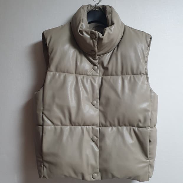 택포 자라 패딩조끼 모카 레더 하이넥 S