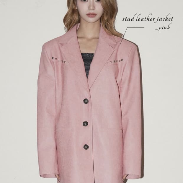 체리퀴리 스터드 레더 자켓