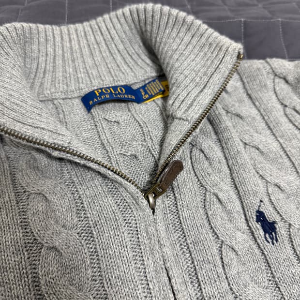 폴로 랄프로렌 꽈배기 니트 반집업 