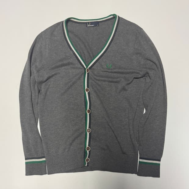 여성 프레드페리 라인 코튼 가디건 S ~ M 프레피룩
