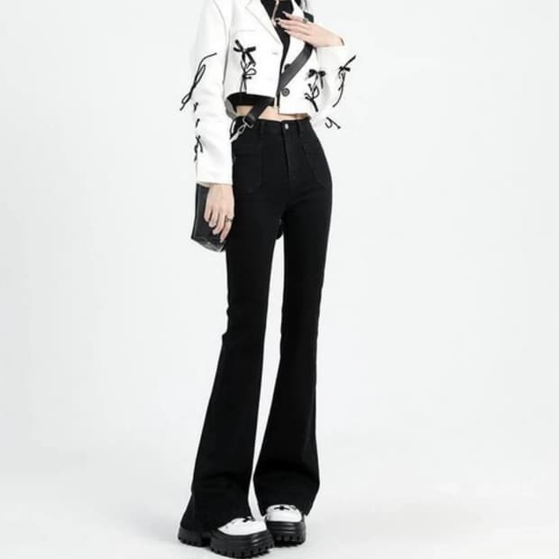 단추버튼 롱 데님 블랙 부츠컷 팬츠 바지 에이블리지그재그무신사알리테무쉬인