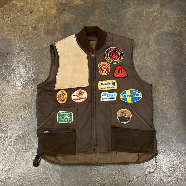 80s USA Cintas 신타스 패치워크 슈팅자켓 베스트 XL