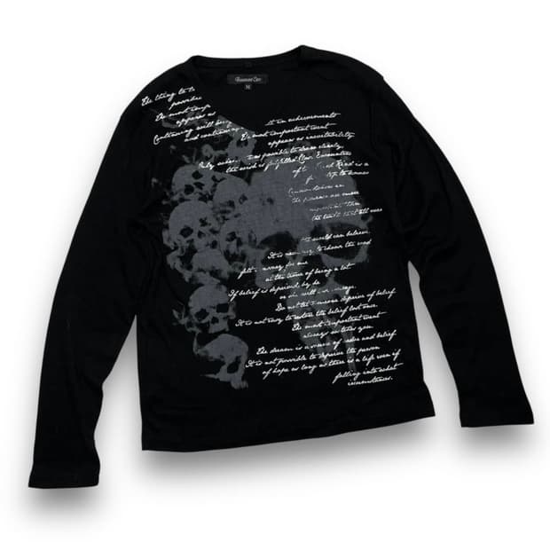 펑크 비기닝 스컬 레터링 아트 다크 롱 슬리브