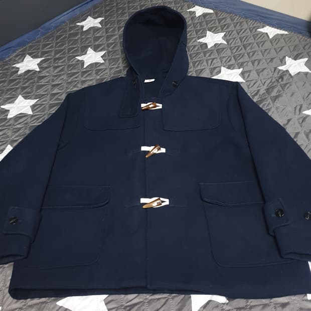 NINE TWO 안감누빔 토클 후드 미디코트 네이비 (F)