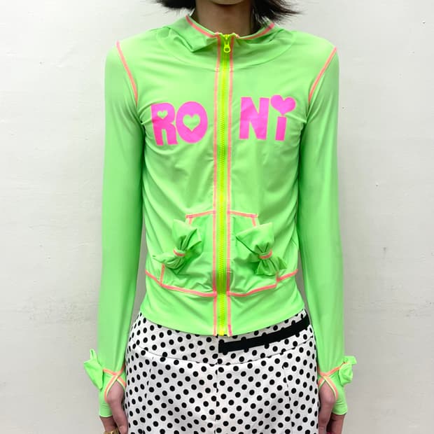  roni green ribbon lash guard hoodie