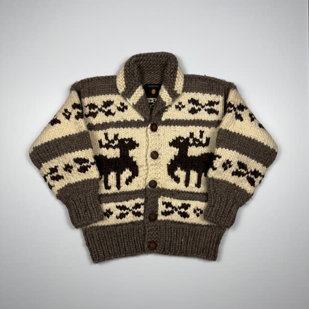 (105) 캐나다 빈티지 디어 헤비울 코위찬 가디건