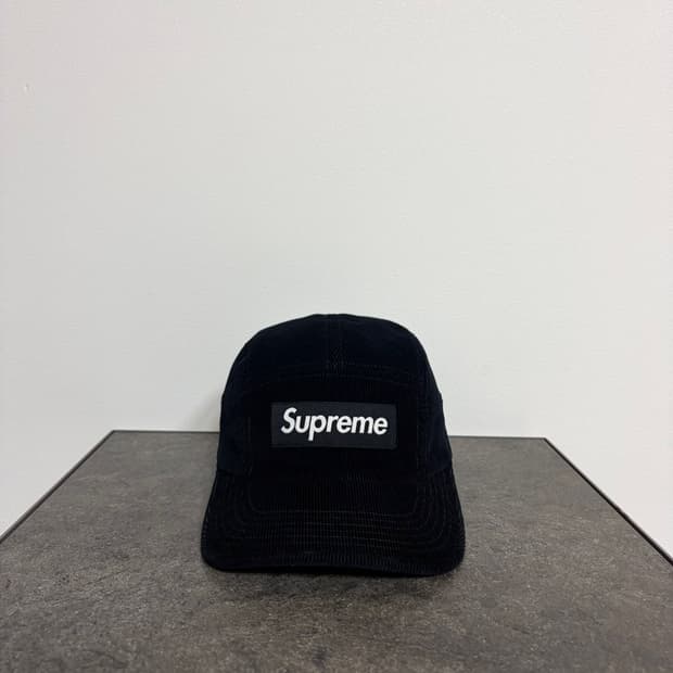 (OS) 슈프림 박스로고 캠프캡 모자 코듀로이 블랙
