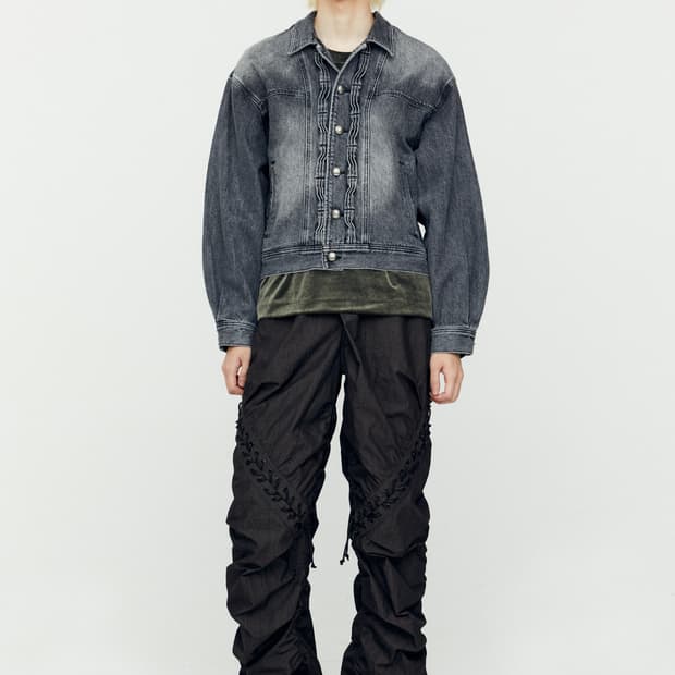 (앤더슨벨) WAVE DENIM BOMBER JACKET (BLACK)