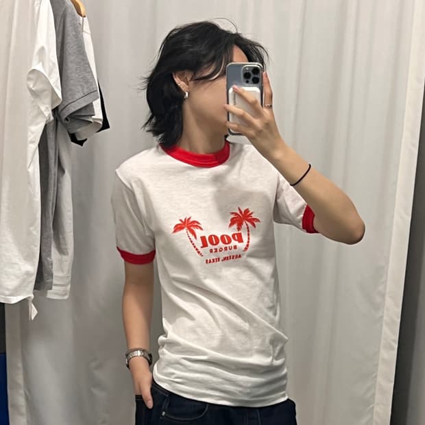 빈티지 풀 버거 링거 티셔츠