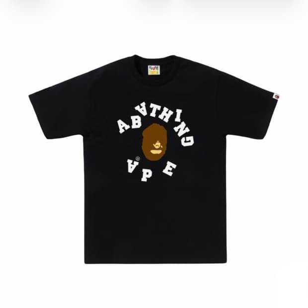 베이프 브로큰 컬리지 티셔츠 블랙 반팔티 bape