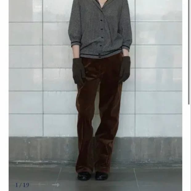 비아플레인 세일러 체크 블라우스