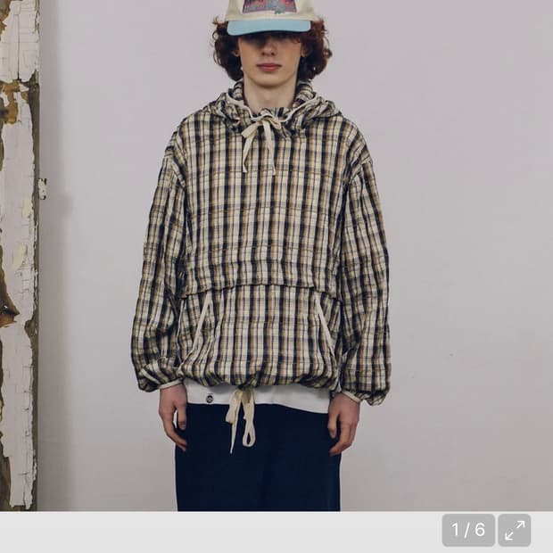 오가프 체크 후드 아노락 1사이즈