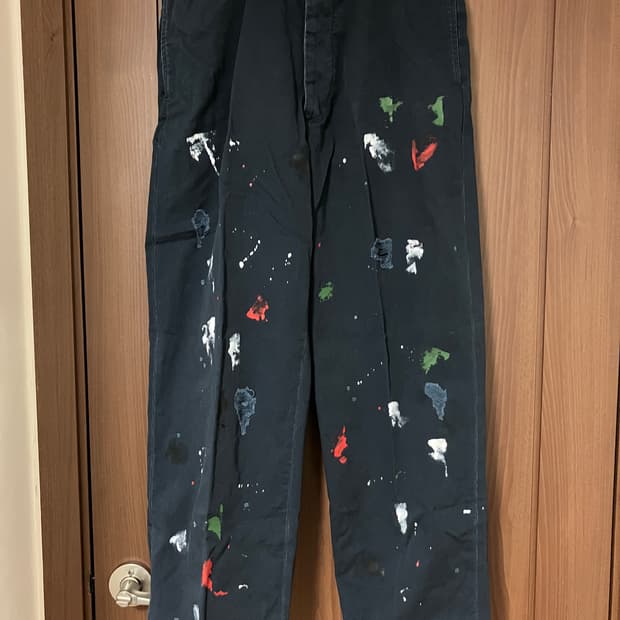 Distressed Paint Chino Pants (Navy)