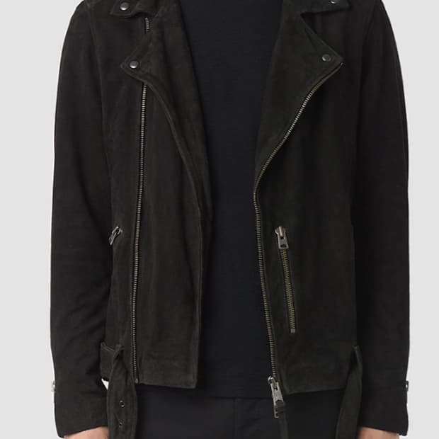 올세인츠 TAKEO 염소가죽 스웨이드 바이커 자켓