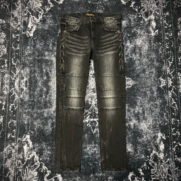 Punk style Shadow strap biker pants