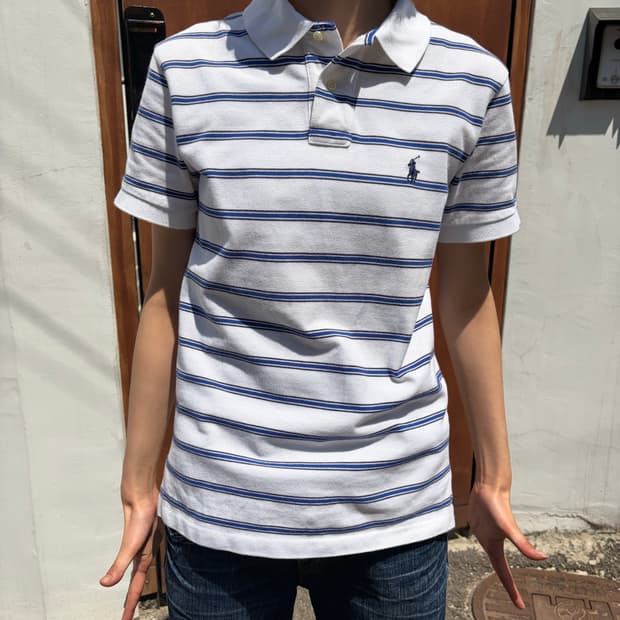 Polo Ralph Lauren 스트라이프 카라 반팔 티셔츠 S