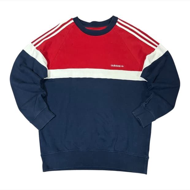  (바배) 아디다스 레드 네이비 배색 맨투맨