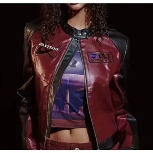 DILETTANTISME 레이싱 비건레더 자켓 os