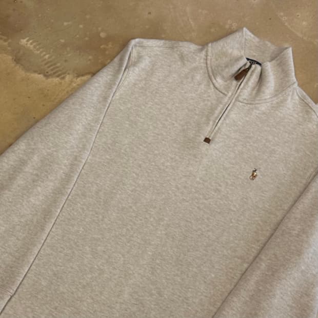 L 폴로랄프로렌 오트밀 반집업 니트