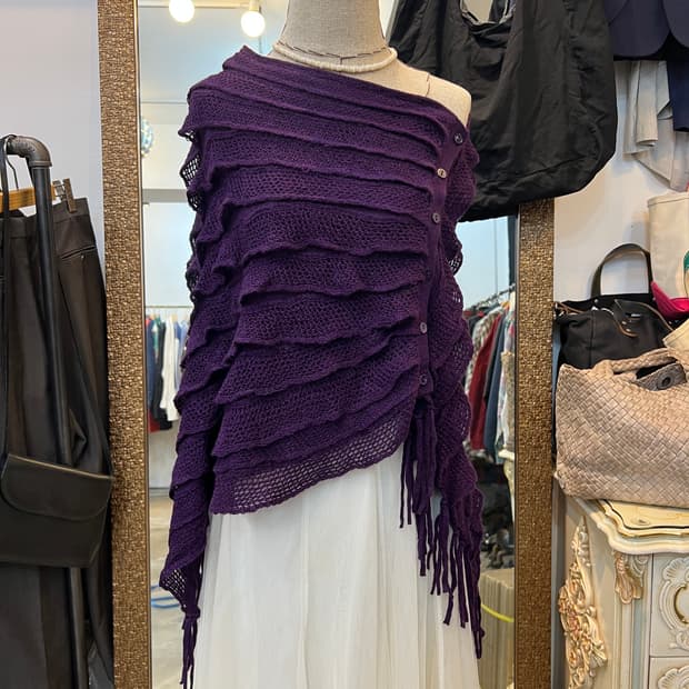 실크 캐시미어 니트 판초 케이프