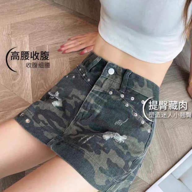 (속바지O/급처/옷정리)밀리터리 빈티지 미니 스커트