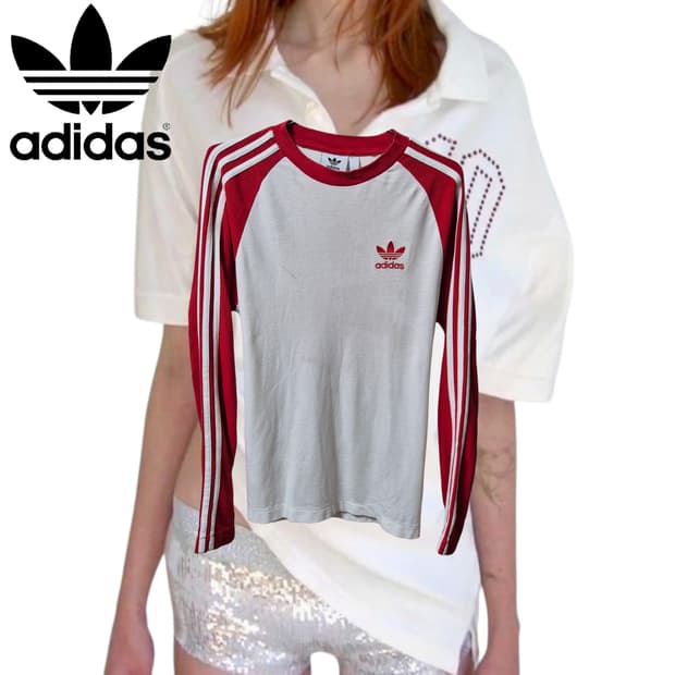 ADIDAS Red track Ringer top