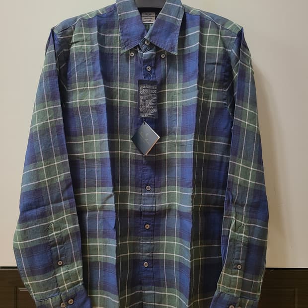 브룩스브라더스 리넨 체크 셔츠 m