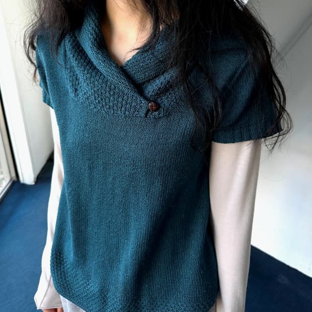 Shawl collar design knit top