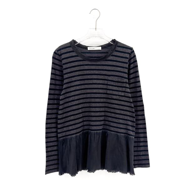 사카이 럭 스트라이프 프릴 긴팔 티셔츠