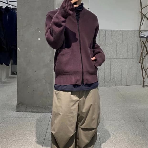 해칭룸 밀 가디건 플럼