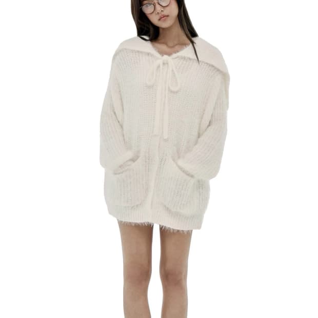 클리시어 바닐라 푸딩 퍼 가디건