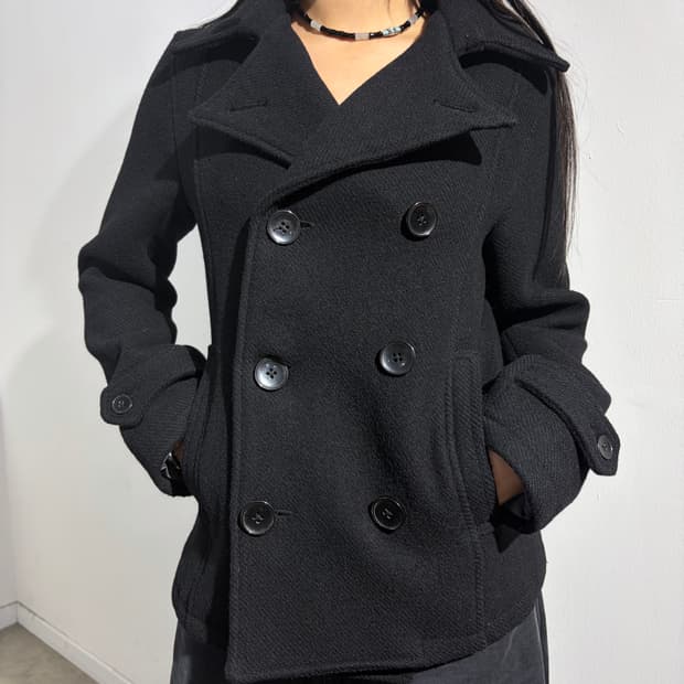 hare 울 더플 숏 피코트