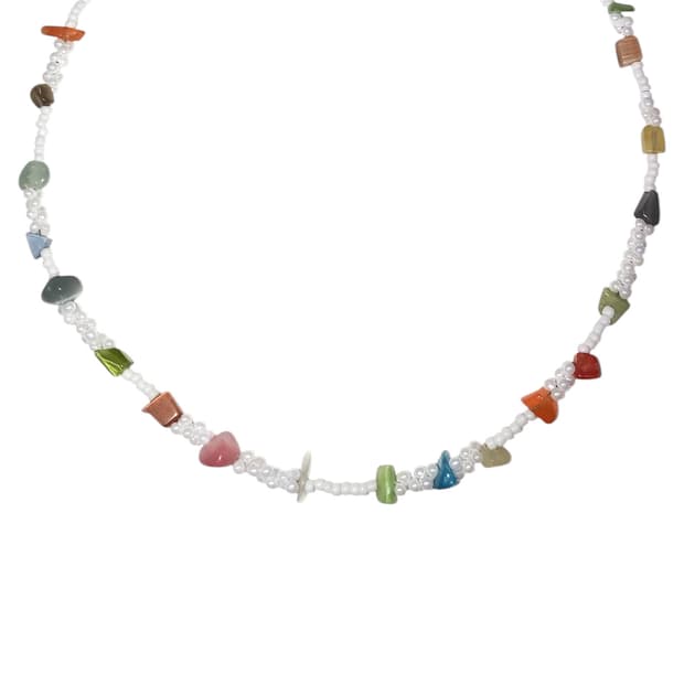 color white pebble necklace