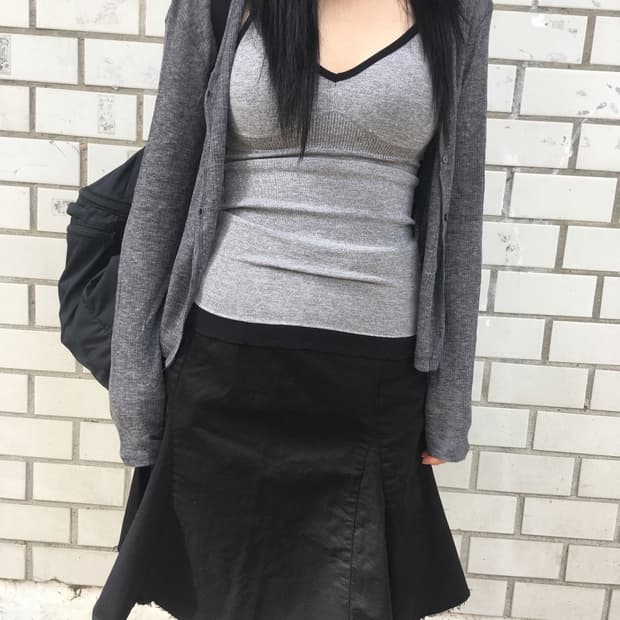 calm slim cardigan gray