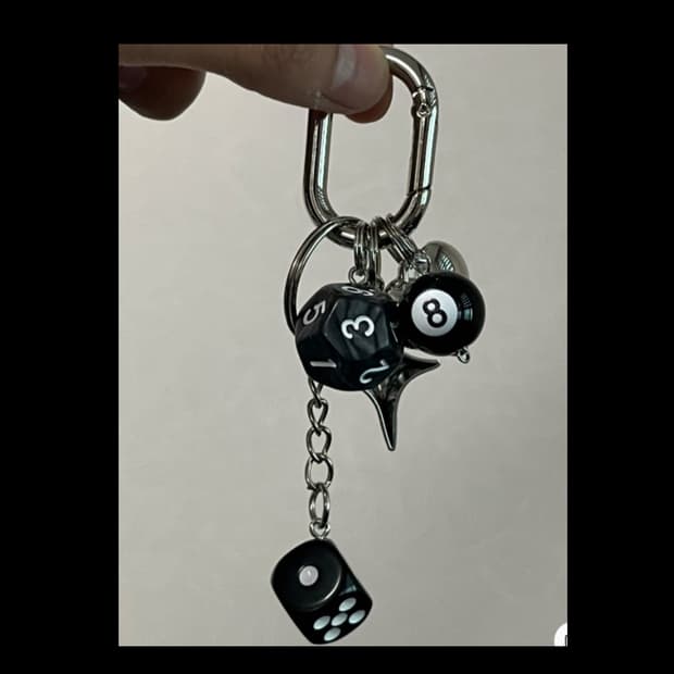 스투시 다이스 주사위 키링 포켓볼 당구공 열쇠고리 블랙