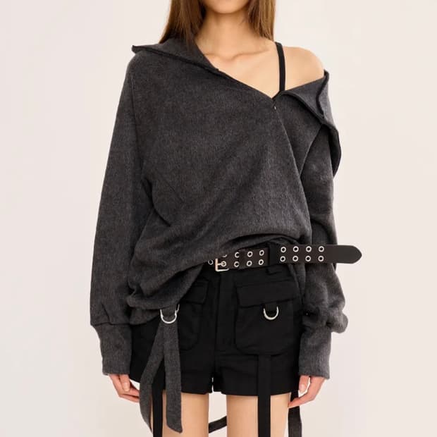 판영 헤어리집슬릿 풀오버 니트